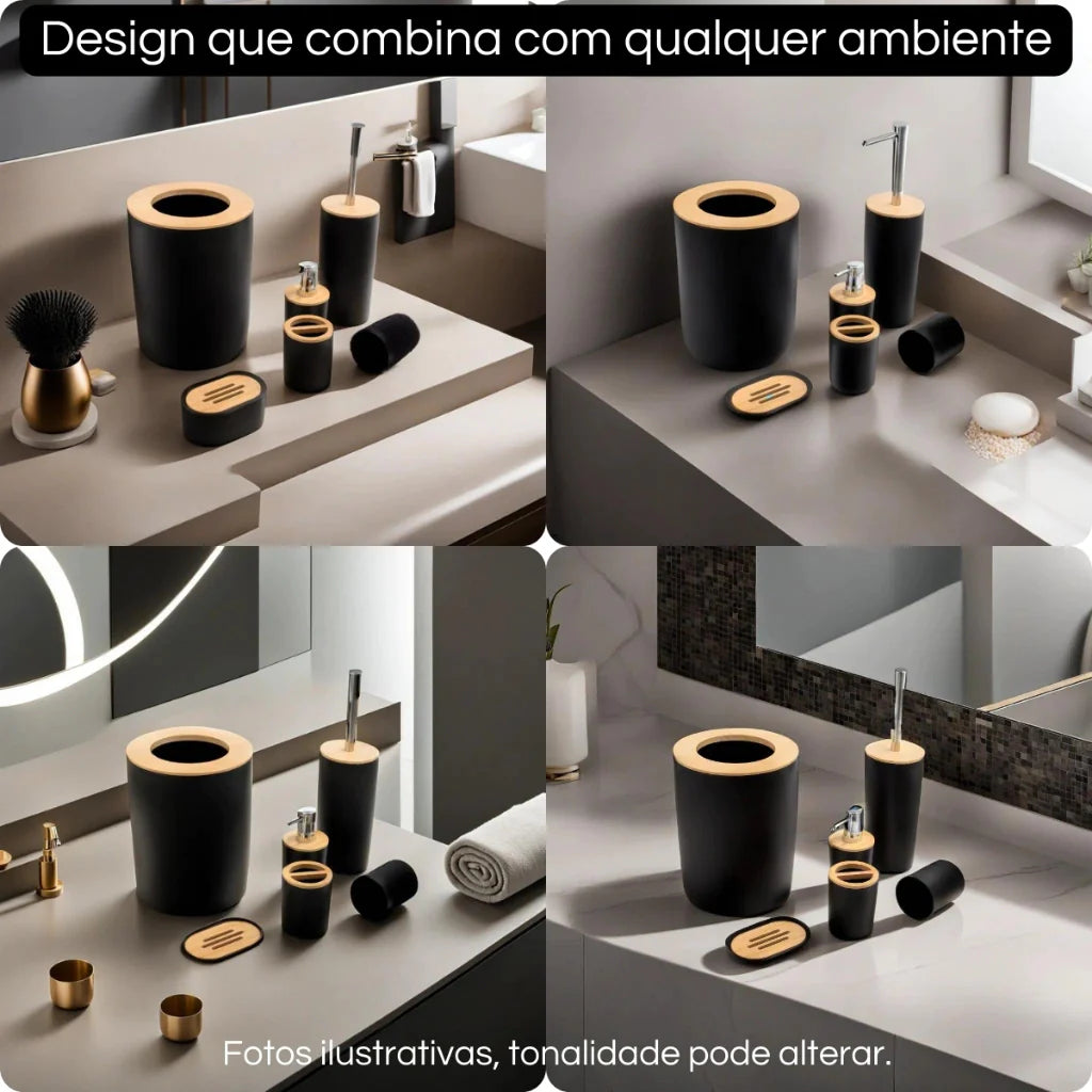 Kit para Banheiro Bambu - 6 peças