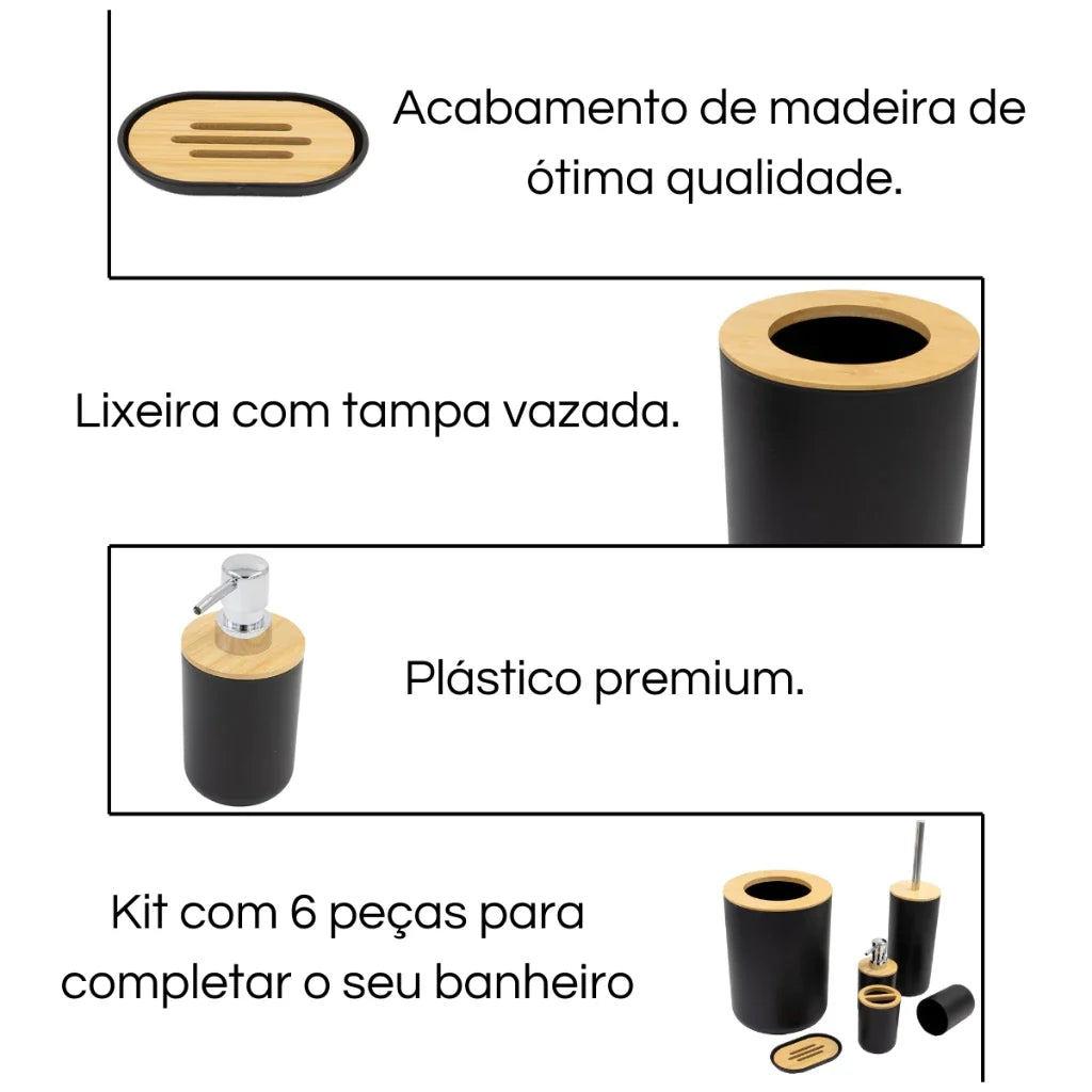 Kit para Banheiro Bambu - 6 peças