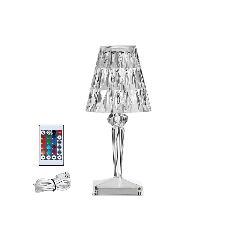 Luminária Abajur de Mesa Cristal Led