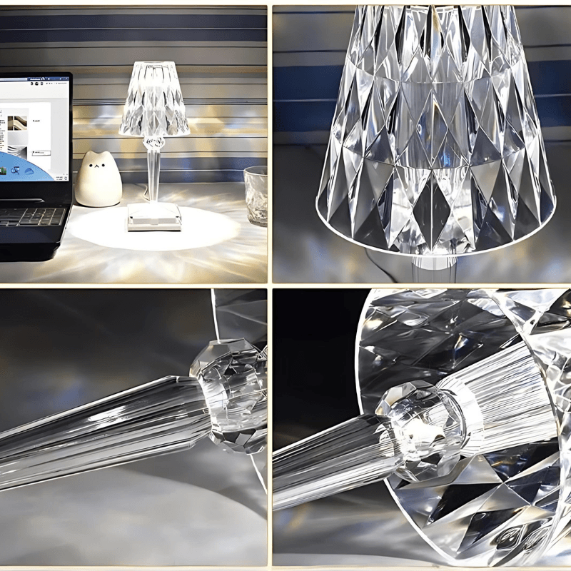 Luminária Abajur de Mesa Cristal Led